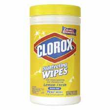 DISINFECTANT - CLOROX WIPES LEMON SCENT 75/COUNT