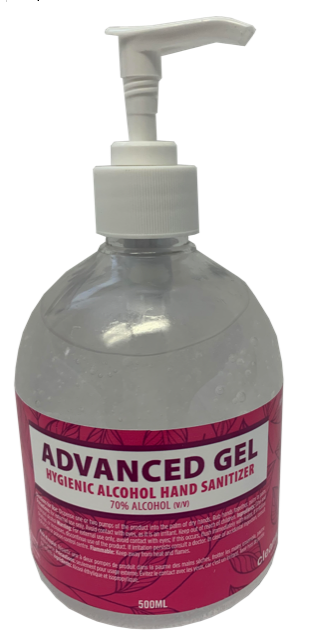 Product 0170339: HAND SANITIZER - GEL 4 X 500ML PUMP BOTTLE 70% ALCOHOL