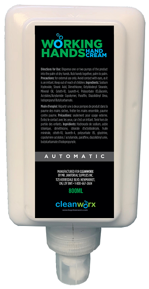 Product 0180058: HAND CREAM - WORKING HANDS  AUTO/MANUAL 4 X 800 CLEANWORX  