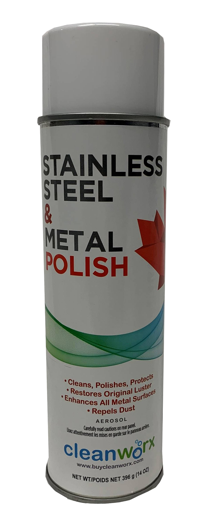 STAINLESS STEEL CLEANER -  CLEANWORX AEROSOL 396G 