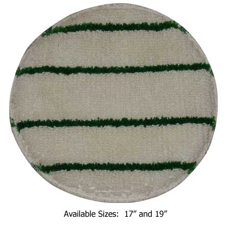 CARPET BONNET - 17&quot; ROUND  WHITE W/GREEN STRIPE 1/EACH