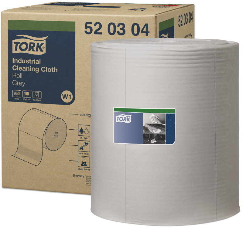 WIPER - TORK 1 PLY INDUSTRIAL  CLOTH GREY 1050/ROLL (520305)