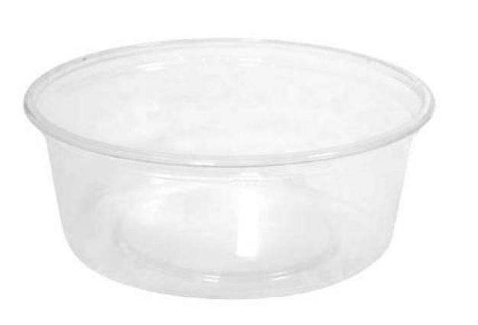 FOOD CONTAINER - SOUP 8 OZ  PLASTIC  DELI ROUND, CLEAR 