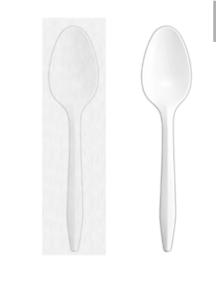 SPOONS - TEASPOON INDIVIDUALLY  WRAPPED 5.6" WHITE PLASTIC 