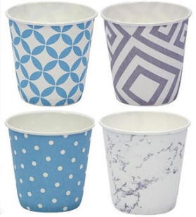 CUPS - 3 OZ FLAT BOTTOM WATER  MULTI COLOUR DESIGN PAPER 