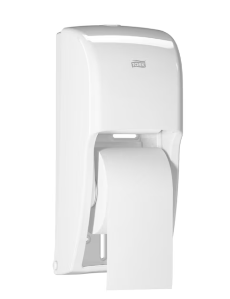 DISPENSER - TT TORK BATH ROLL  TWIN VERTICAL WHITE (555620)