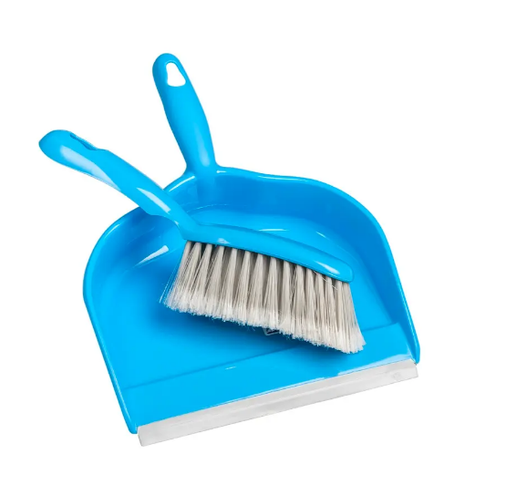 DUST PAN - PLASTIC BANNISTER BRUSH &amp; DUST PAN SET