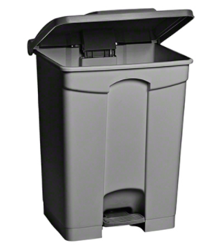 WASTE CONT - 18 GAL (68L)  STEP-ON LIGHT GREY PLASTIC 