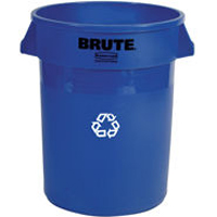 RECYCLE CONT - BRUTE &quot;WE RECYCLE&quot; 32 GAL ROUND BLUE 