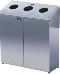 RECYCLING STATION - 3 STREAM STAINLESS STEEL C/W PLASTIC