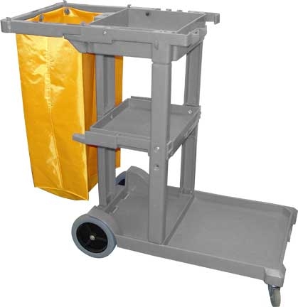 JANITOR CART - GREY CART C/W  YELLOW VINYL BAG