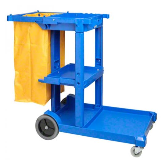 JANITOR CART - BLUE CART C/W  YELLOW ZIPPER BAG