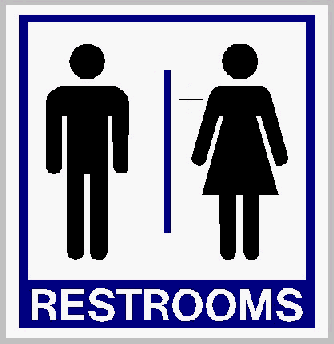 SIGN - &quot;RESTROOM&quot; WHT BACKGROUND &amp; BLACK FONT