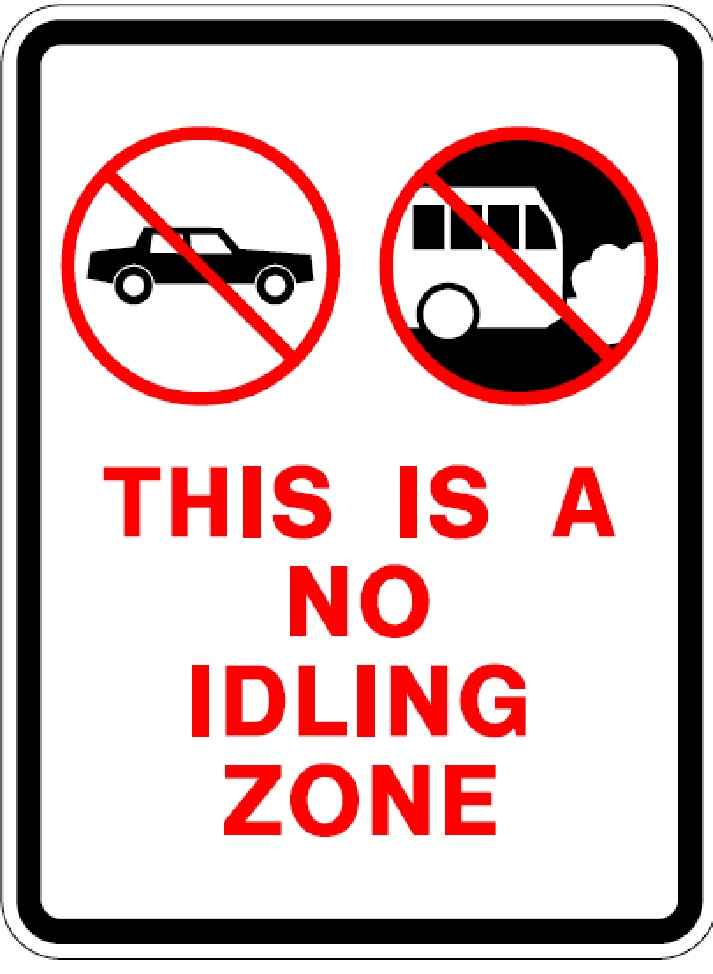 SIGN - NO IDLING 12&quot; x 18&quot; ALUMINUM WHT BACKGROUND W/RED