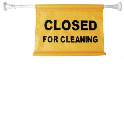 SIGN - CLOSED FOR CLEANING, HANGING DOOR SIGN, YELLOW