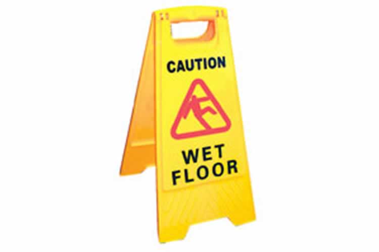 FLOOR SIGN - &quot;CAUTION WET FLOOR&quot; * ENGLISH ONLY * YELLOW