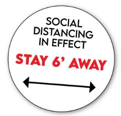 Product 6140015: SIGN - STICKER 12" ROUND FLOOR STICKER " SOCIAL DISTANCING IN