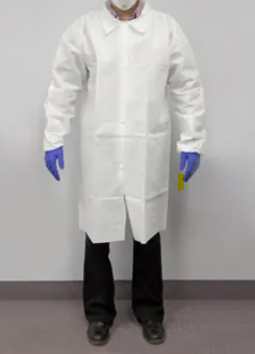 LAB COAT - 25G WHITE MEDIUM POLY W/SNAP CLOSURES &amp; ELASTIC 