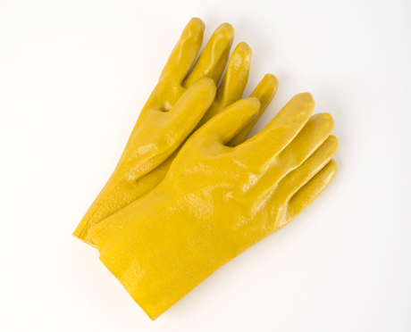 GLOVES - 14&quot; YELLOW GAUNTLET HUSTLER PVC MEDIUM/LARGE 12/PK