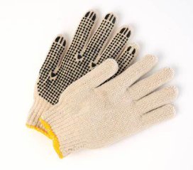 GLOVES - STRING KNIT COTTON W/PVC DOT ON PALM LARGE 12/PK