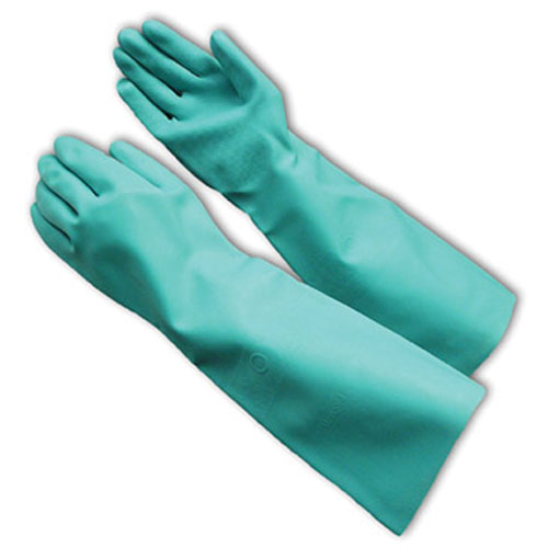 GLOVES - 18&quot; LONG ARM (MEDIUM)  GREEN NITRILE 22 MIL SIZE 8