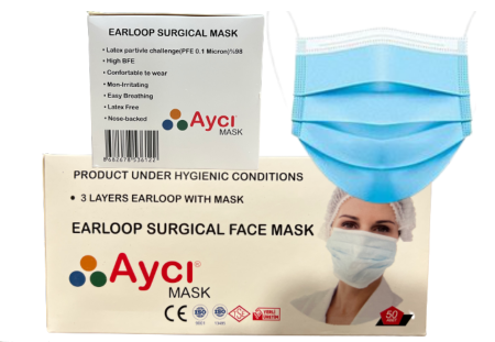 Product 6220015: FACE MASK - 3 PLY PLEATED DISPOSBALE EAR LOOP BLUE 50/BX 