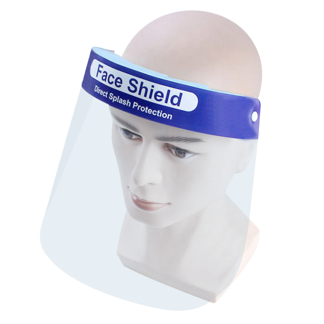 FACE MASK - PLASTIC SHIELD W/FOAM BLUE BAND 200/CS