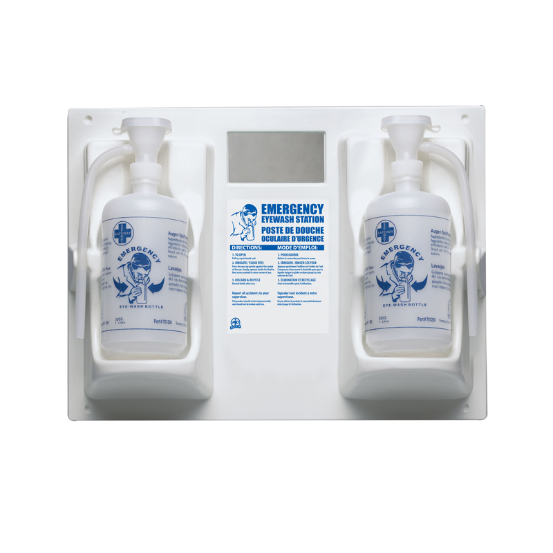 EYE WASH STATION - DOUBLE W/32OZ BOTTLE &amp; MIRROR (EMPTY)