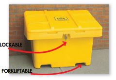 SALT &amp; SAND BIN - 500LB YELLOW *LOCKABLE* 30 x 24 x 23 
